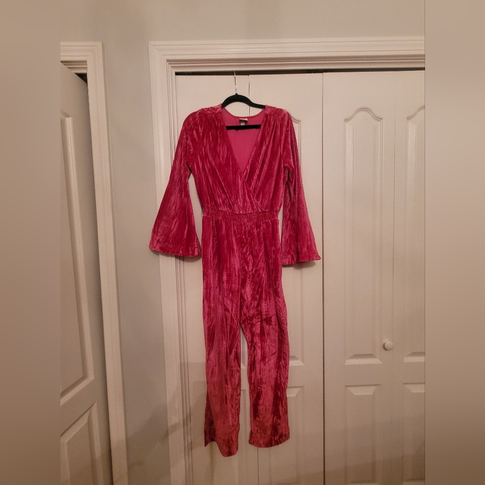 a new day Fuchsia Velvet Long Sleeve Jumpsuit - Picture 2 of 3